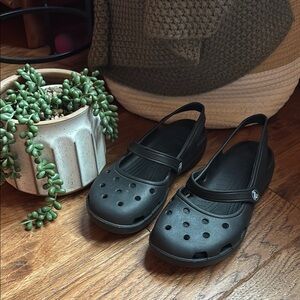 Crocs Black Mary Jane’s with sling back